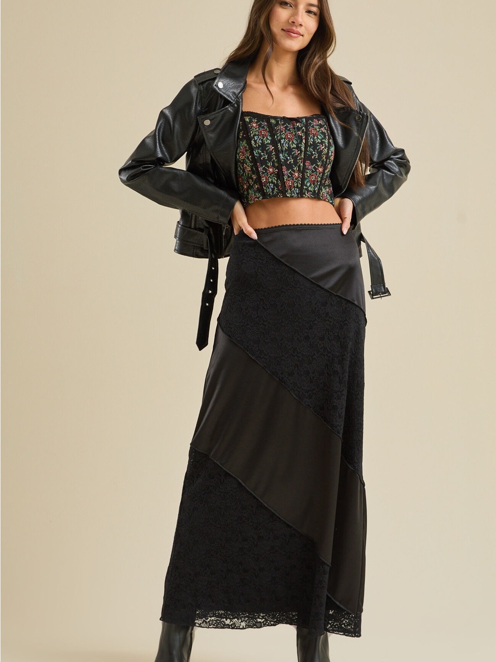 Black Asymmetrical Maxi Skirt | 90s Grunge Goth
